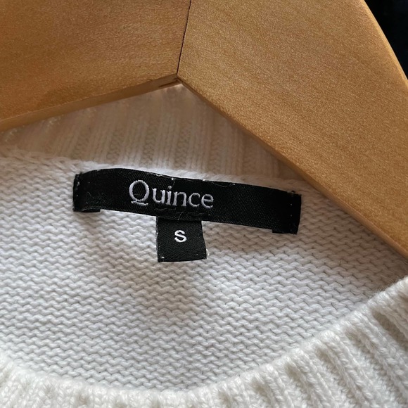 Quince Sweater 100% Organic Cotton Boyfriend Crew Neck Off White Size Small - Picture 5 of 7